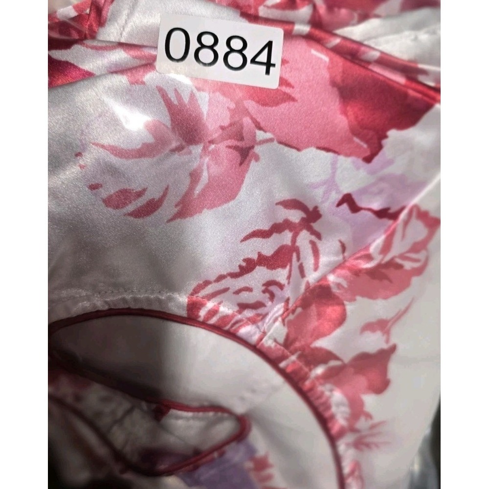 Amoureuse Plus Soft Luxe Satinred Red And Pink Rose Pajama Set Size Large 18-20 - Picture 12 of 12
